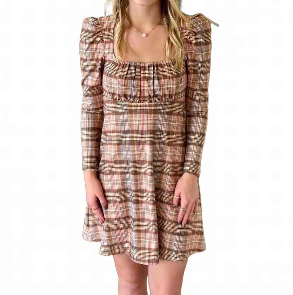 NEW SMITH & QUINN juliet prep school plaid dress in brown